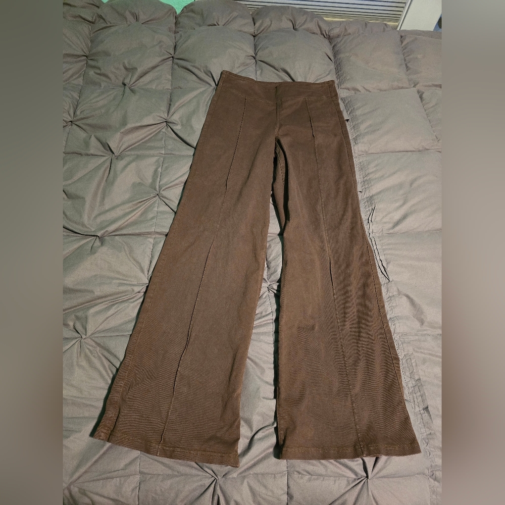 American Eagle Outfitters Brown Stretch Waist Wide Leg Pants